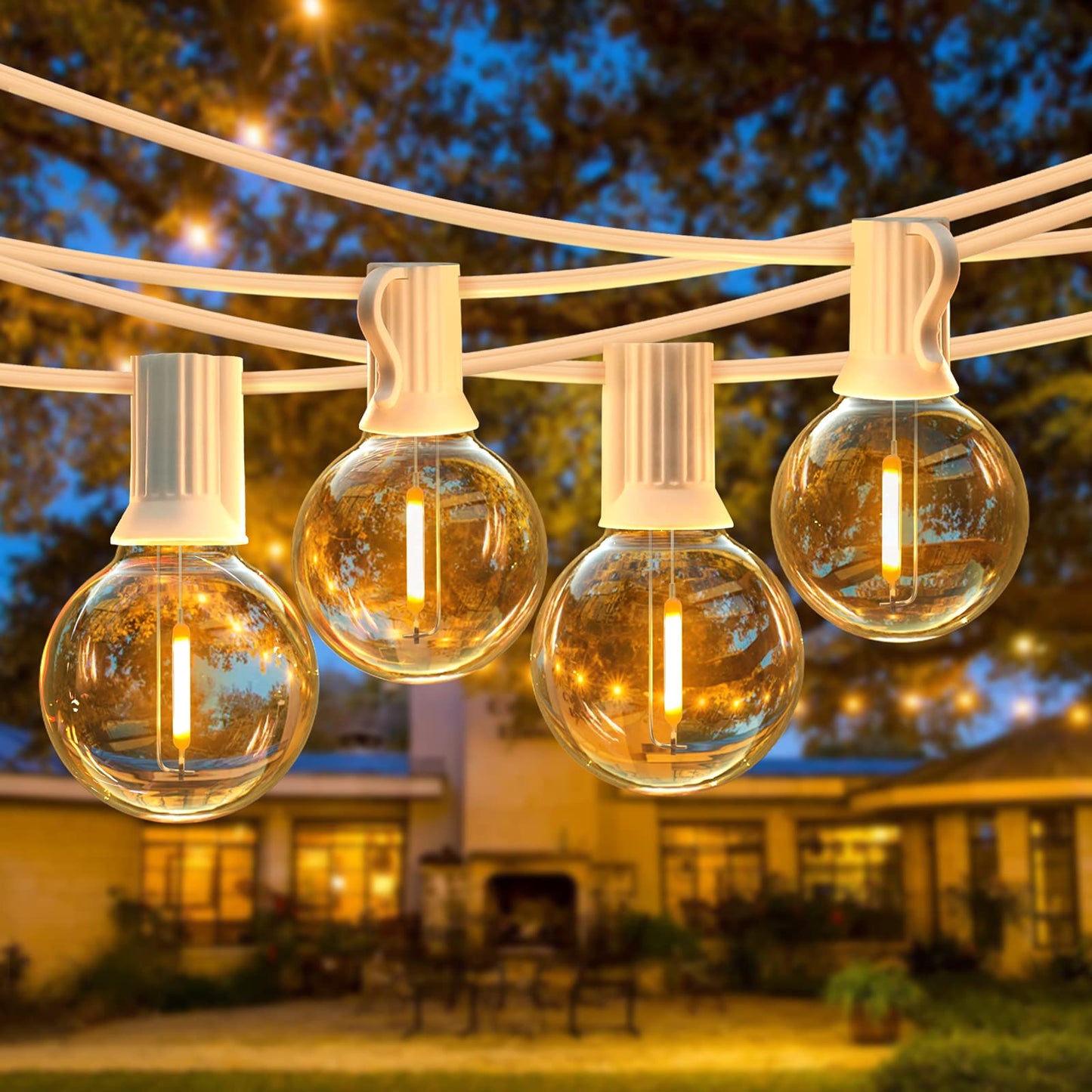 VerRon 50FT LED G40 Globe String Lights, Shatterproof White, 2200K, 50+2 Dimmable Edison Bulbs, Waterproof for Outdoor Use