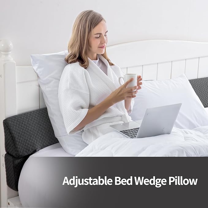 MABOZOO Pillow Wedge for Headboard Gap,Bed Gap Filler Twin Size,Foldable Bed Wedge Pillow for Headboard,Grey Bed Wedge Gap Filler,Foam Mattress Gap Filler,39"x6"x6"
