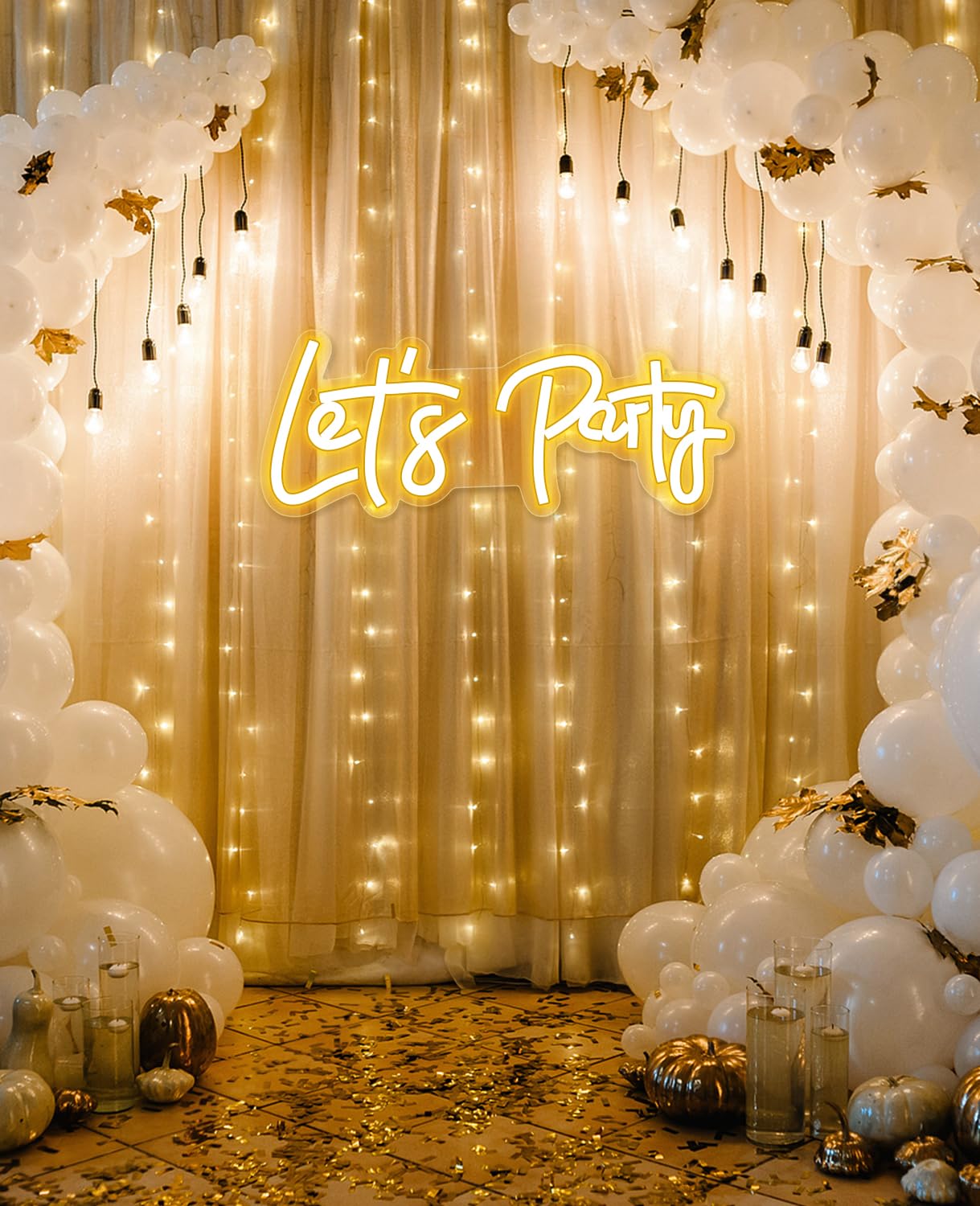 Arrinew Led Neon Light Sign - LetS Party Wall Decor, Warm White, Acrylic, Model Nhd07