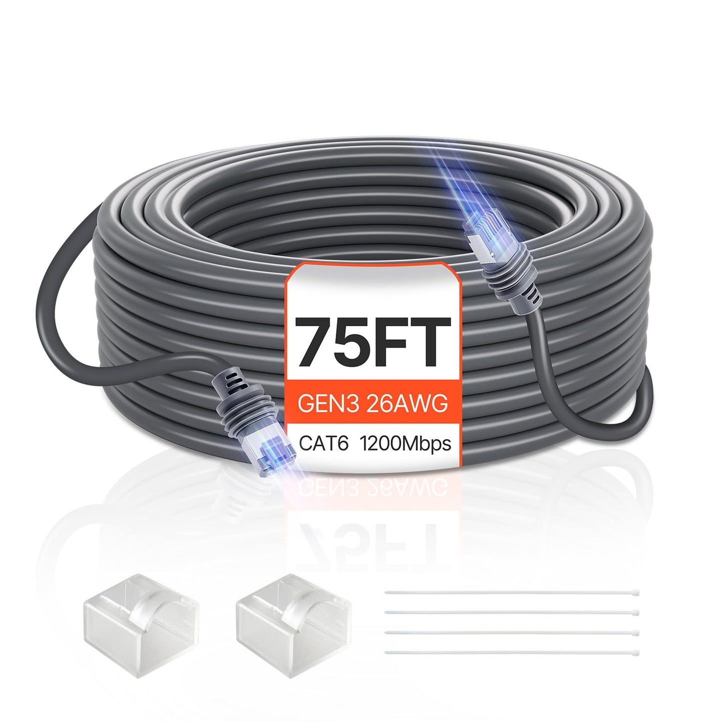 Vevor Starlink Gen 3 Cable, 75 Ft, 26 Awg Copper Core, Durable Extension Cable For Standard Generation 3, Compatible With Starli