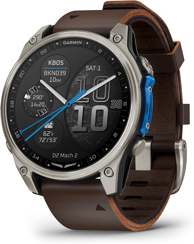 Garmin D2™ Mach 2 – 47 mm, Premium Aviator Smartwatch with GPS, Advanced Flight Maps, LED Flashlight, Built-in Microphone/...