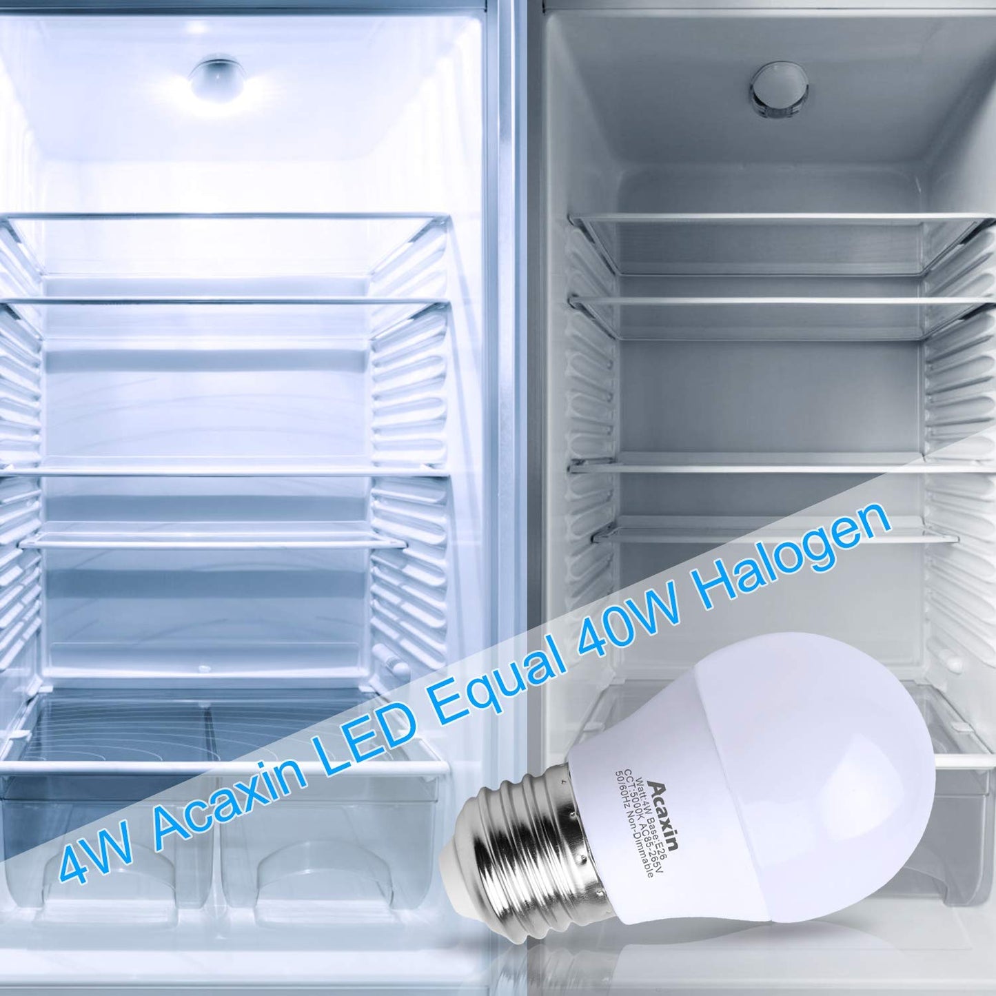 Acaxin LED Refrigerator Light Bulb 4W 40Watt Equivalent, Waterproof Fridge Bulbs Replacement for Frigidaire, Freezer Bulb IP54, 120V E26 Daylight White 5000K 400 Lumen, A15 Appliance Bulb