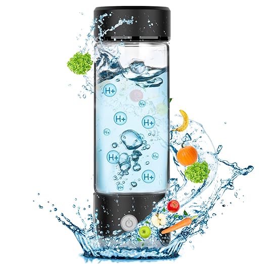 Hydrogen Water Bottle Generator, Portable Rechargeable aquahealth Hydrogen Water, Hydrogen Water Ionizer Machine, with SPE/PEM Technology, for Home Office Travel Fitness Drinking (Black)