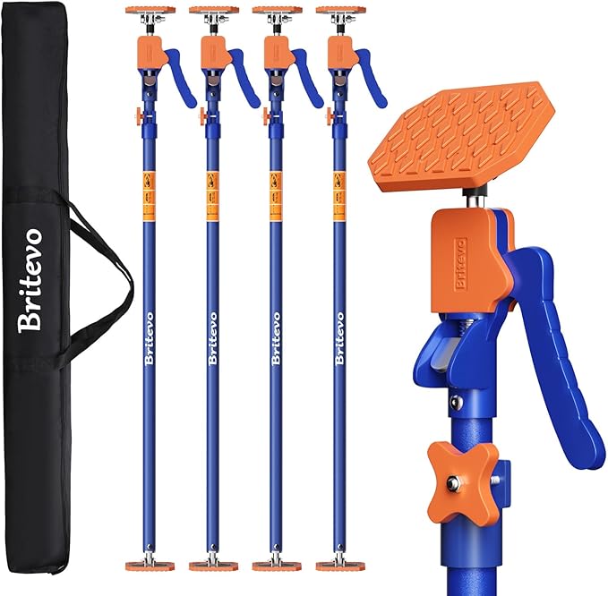 Britevo 4PK Adjustable Telescopic Support Pole, 54-115 inch Cabinet Jack, Heavy Duty 3rd Hand Support System, 154lbs Load-...