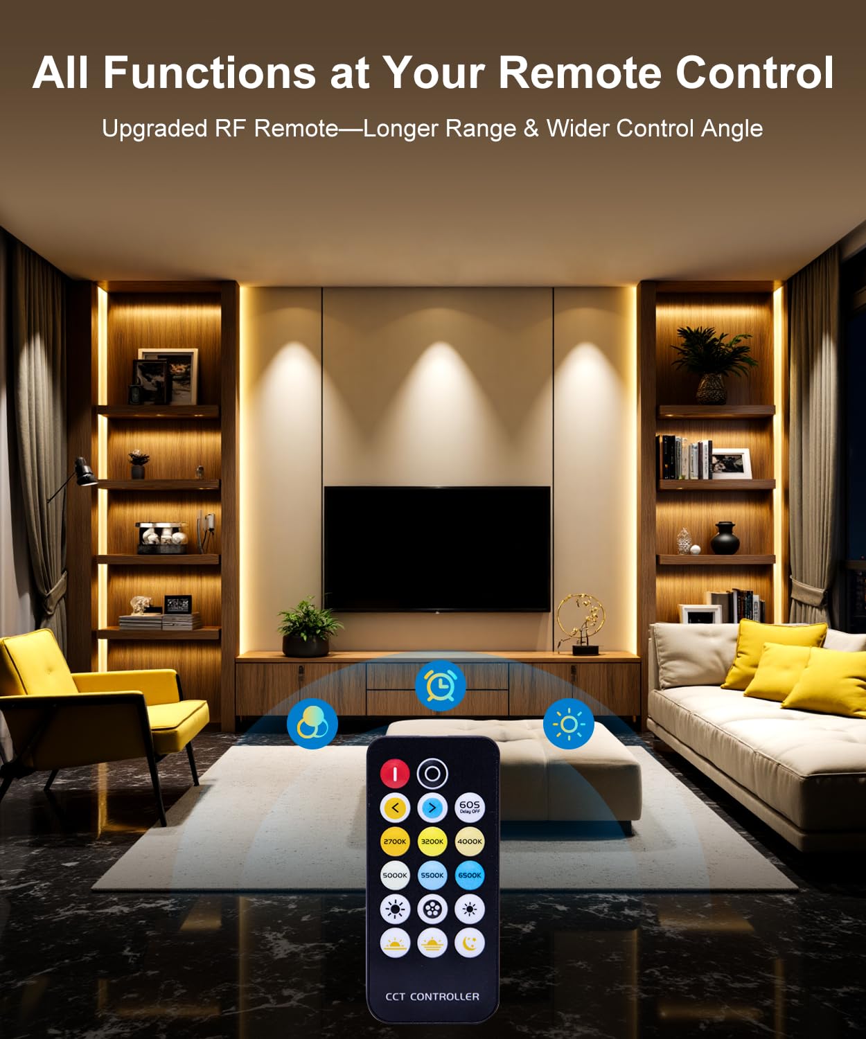 Fussion COB LED Strip Light 16.4ft, Warm White, 24V with Remote Control, Ambient Mood Lighting for Bedroom and Kitchen