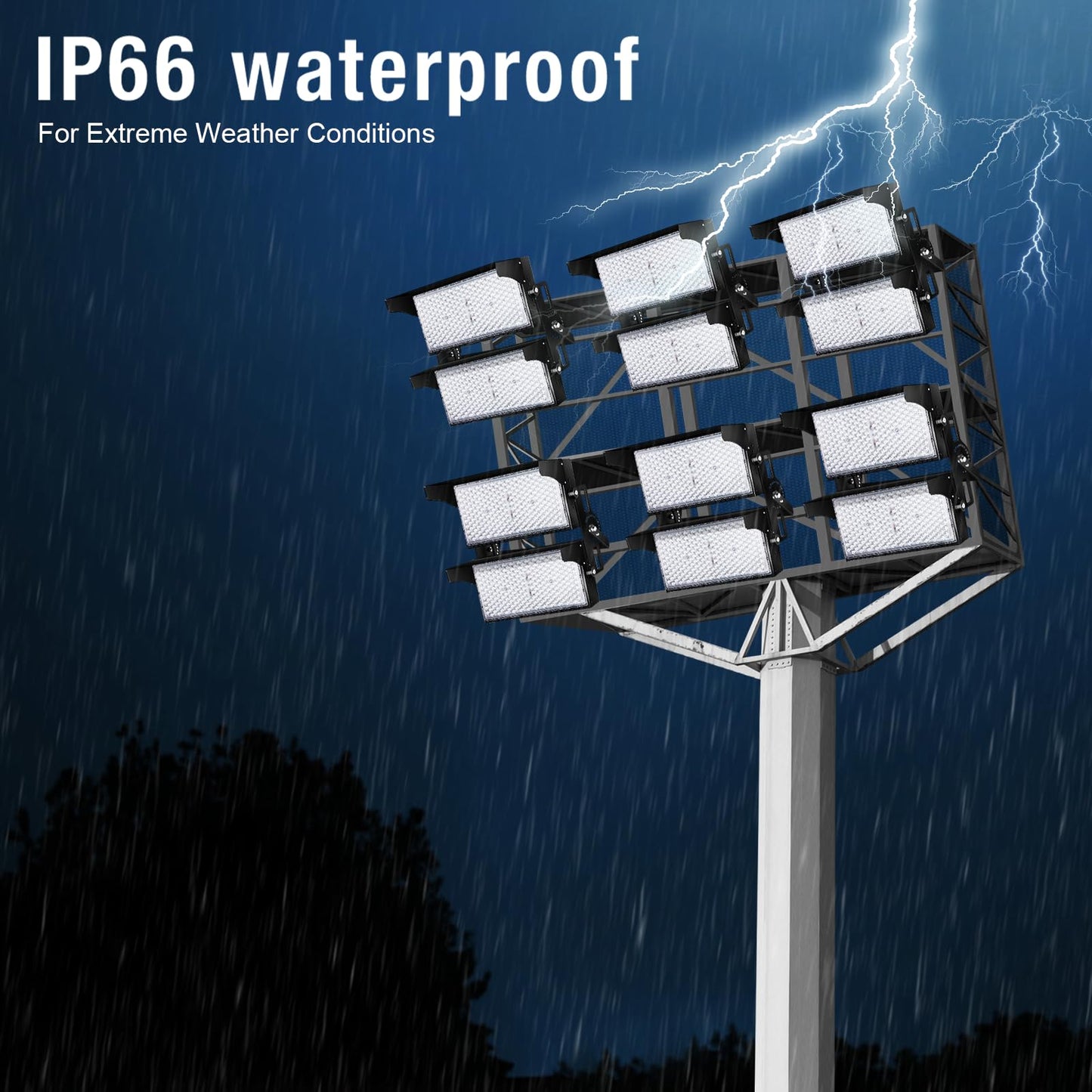 Tomourd 900W Led Stadium Lights  Ip66 High Power Outdoor Sport Court Arena Light Pro-Grade High Mast Lighting With Dimmable 10Kv Surge Protection Commercial And Industry For Large Area Lighting