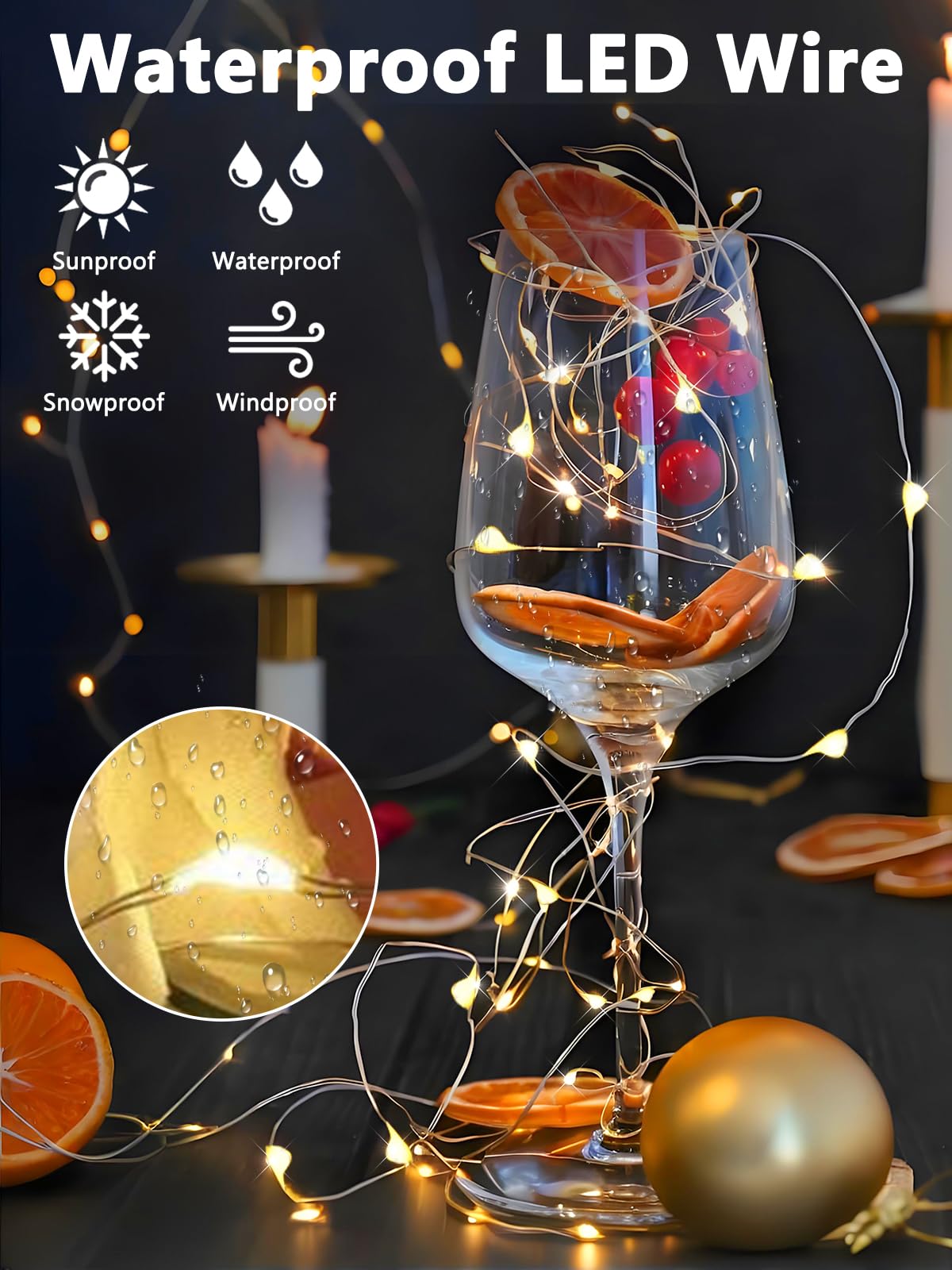 Yiqu 2 Pack Led Fairy Lights - Battery Operated, Remote Control, Timer, Warm White, Copper, 8 Modes For Indoor/Outdoor Décor