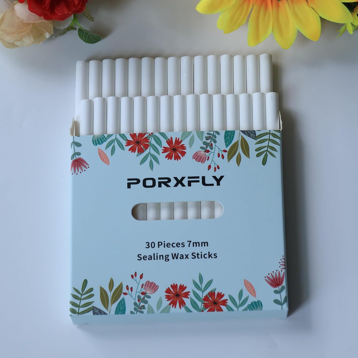 30 Pieces 7mm Sealing Wax Sticks for Glue Gun,PORXFLY Mini Wax Seal Sticks Great for Seals Stamp,Cards Envelopes,Wedding Invitations,Gift Wrapping,Wine Packages (White)