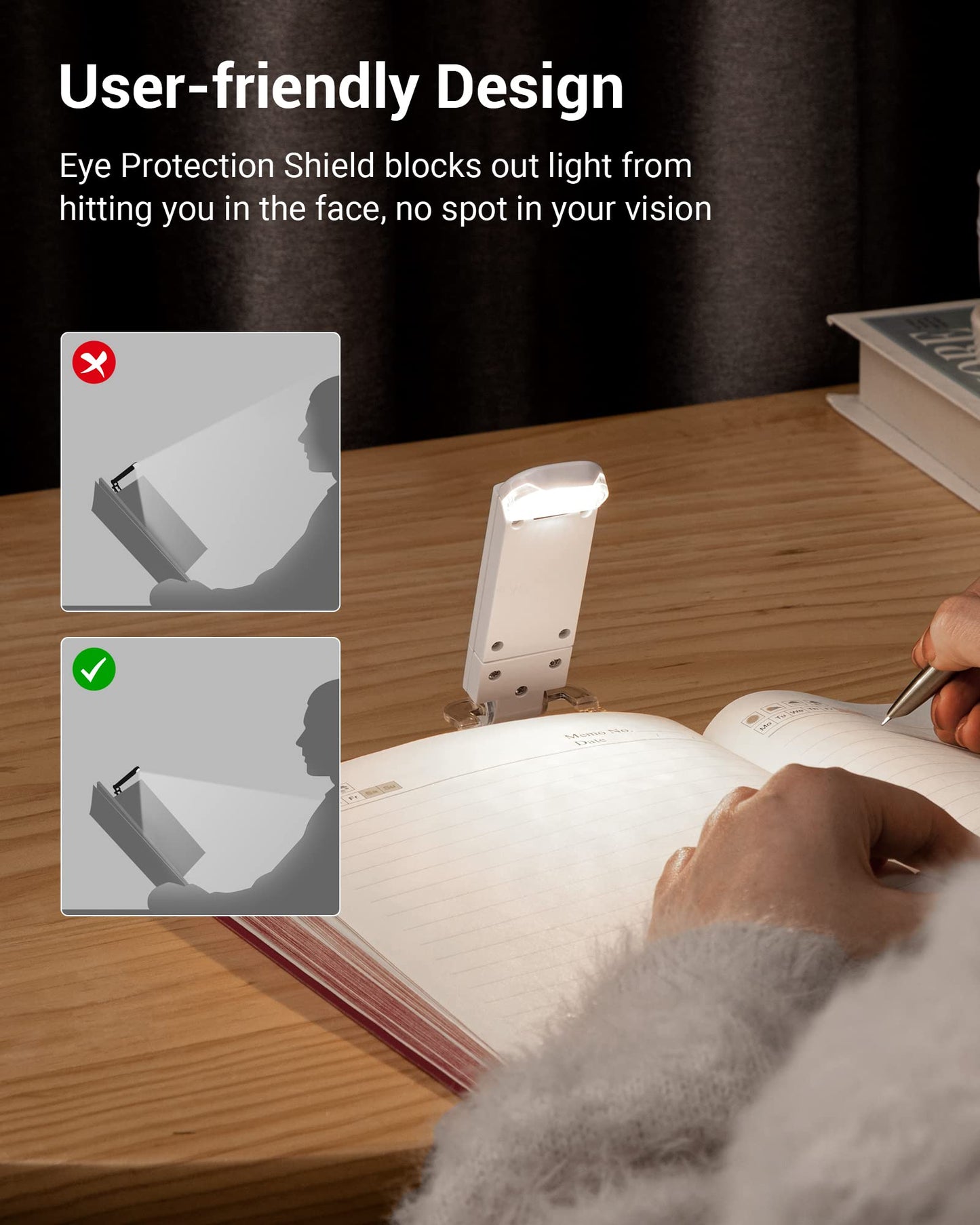 Dewenwils Led Book Light - Usb Rechargeable, Daylight Color, Eye Care, 2 Brightness Levels, Ideal For Kids And Bookworms