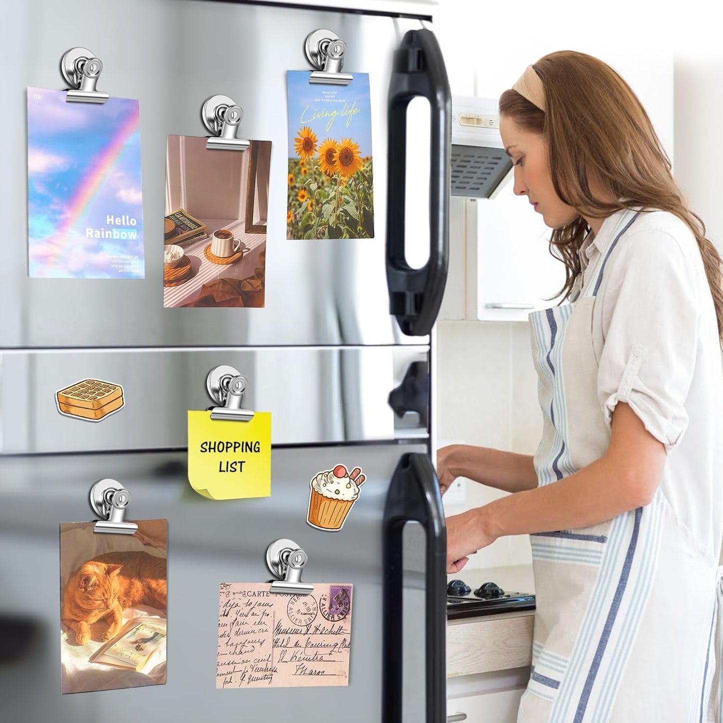 140 Pack Fridge Magnets Refrigerator Magnets; Strong Magnetic Clips Heavy Duty; Detailed List Display Paper Fasteners on Home Office Teaching (Silver)