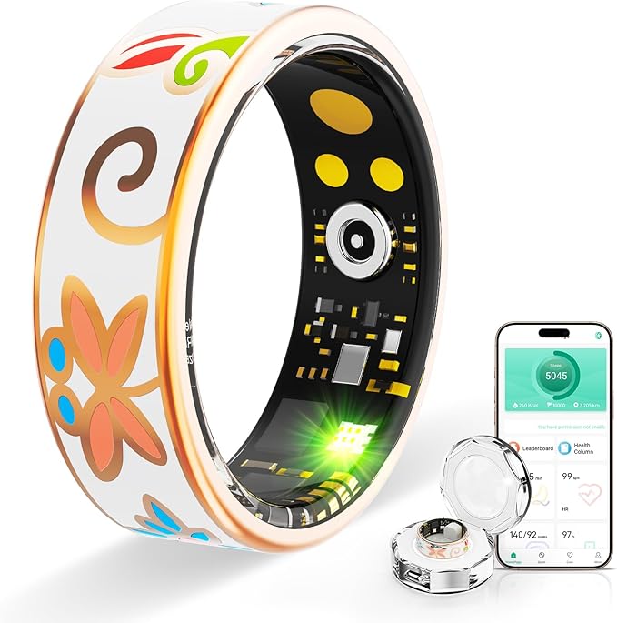 Smart Ring Health Tracker, for men and women, equipped with heart rate monitor, sleep tracker, 8 exercise modes, step coun...