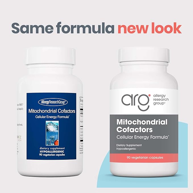 Allergy Research Group Mitochondrial Cofactors - Mitochondrial Supplements, CoQ10, Mitochondria Support with Cellular Energy Formula, Hypoallergenic, Vitamin B6 & Magnesium - 90 Vegetarian Capsules