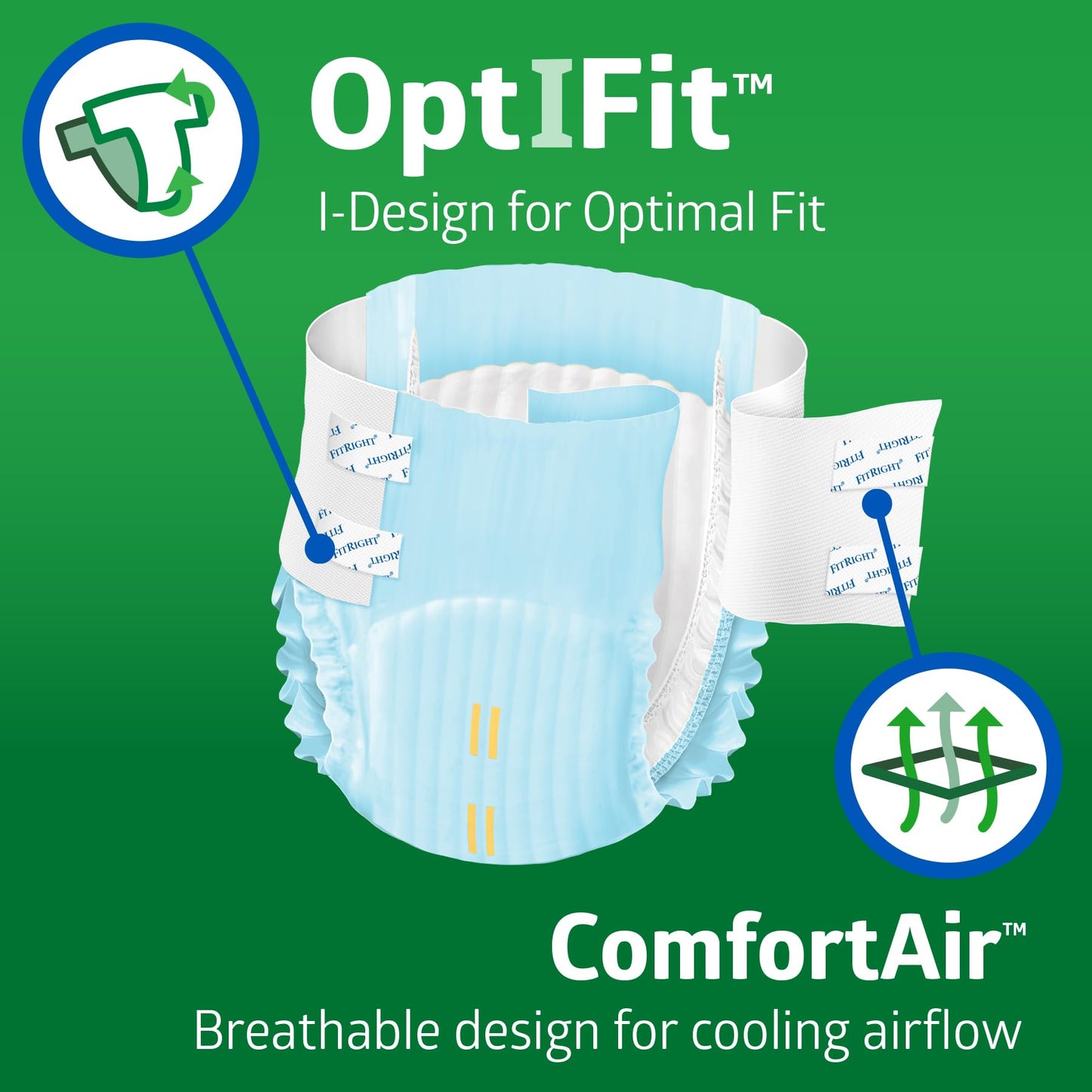 FitRight Adult Diapers, Ultra Heavy Absorbency, L (Waist Size 44in-56in), 80 Count, OptiFit Incontinence Briefs for Men and Women, Disposable, Moisture-Wicking, Leak Protection,
