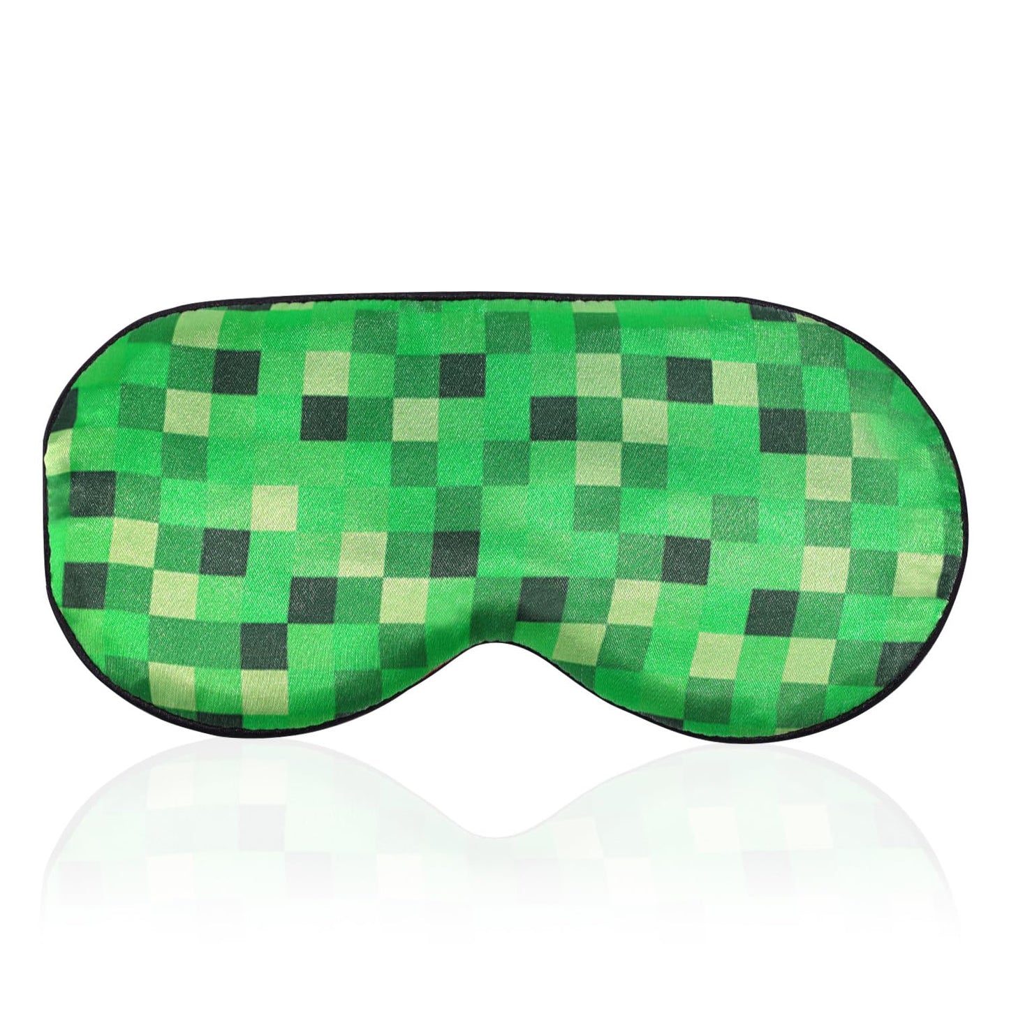 Pixel Themed Sleep Mask, Blackout Green Video Game Theme Eye Mask for Sleeping with Adjustable Elastic Strap Soft & Breathable Eye Cover for Boys Kids Men Home Office Travel Party Accessories