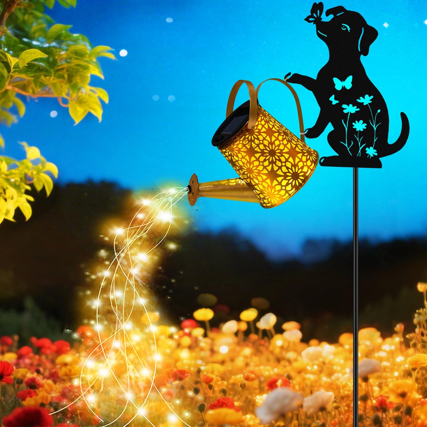 Solar Watering Can Lights  Dog Hanging Lantern Solar Lights Outdoor  Dog Lover Gifts For Mom Women Birthday MotherS Day Christmas  Waterproof Garden Decor Outside Patio Yard Pathway Backyard