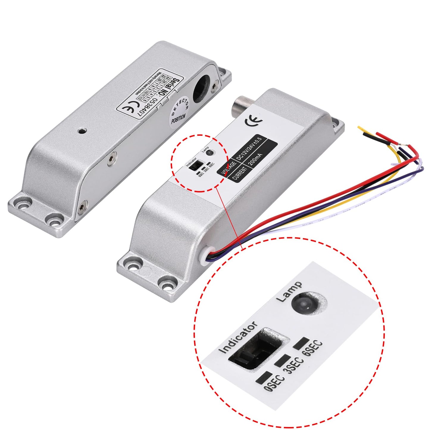Electric Drop Bolt Lock NO Mode Fail Security DC 12V Electronic Bolt Door Lock for Access Control System with Time Delay