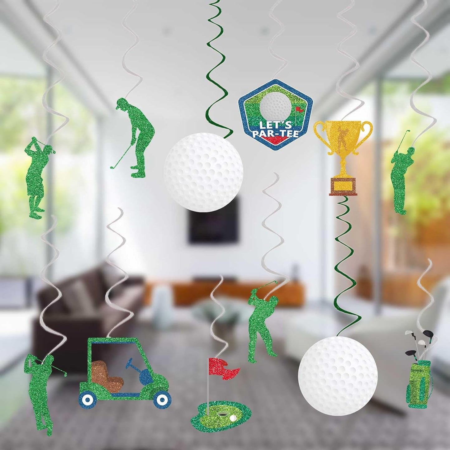 Golf Party Decorations Golf Birthday Hanging Swirls, Assembled and Ready to Use, Let's Partee Party Decor Supplies Boys Hanging Swirl Party Streamers 24pcs Golf Sports Themed Party Decor Banner