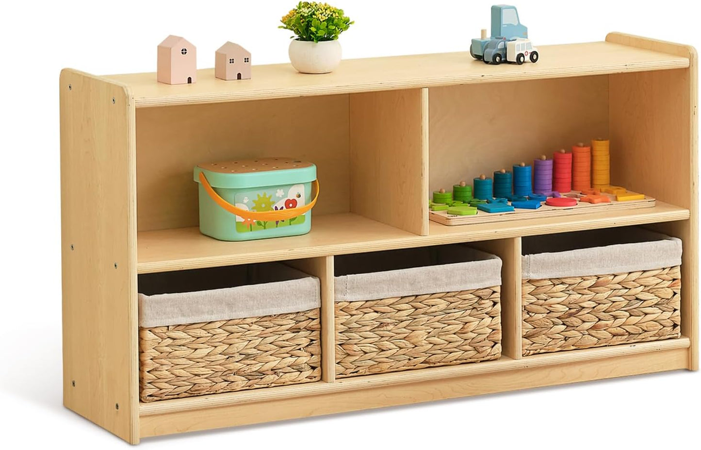 OOOK 5-Compartment Wooden Storage Cabinet, Montessori Shelf for Toy Organizers and Storage, Kids Classroom Organizer, Playroom, Daycare and Preschool Shelf