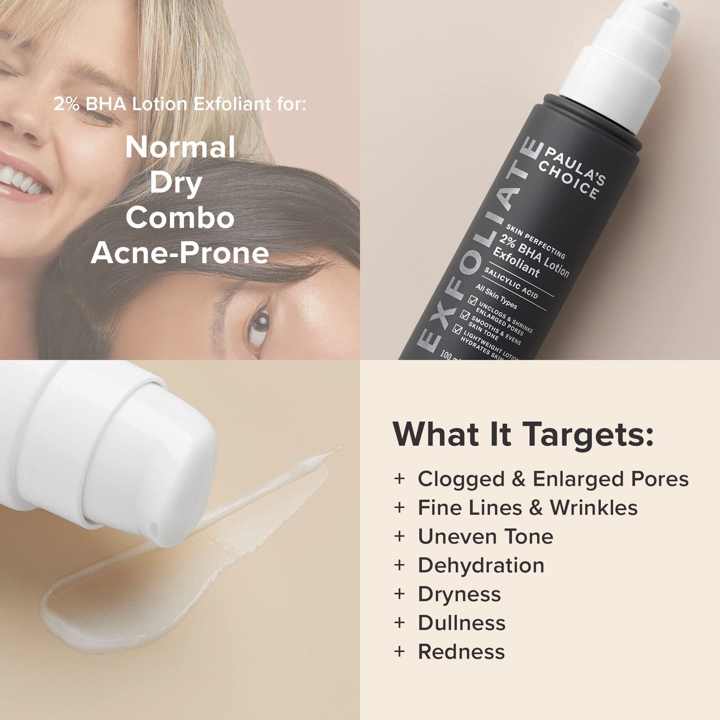 Paula's Choice SKIN PERFECTING 2% BHA Lotion Salicylic Acid Exfoliant, 3.3 Ounce Bottle Facial Exfoliator for Blackheads, Enlarg
