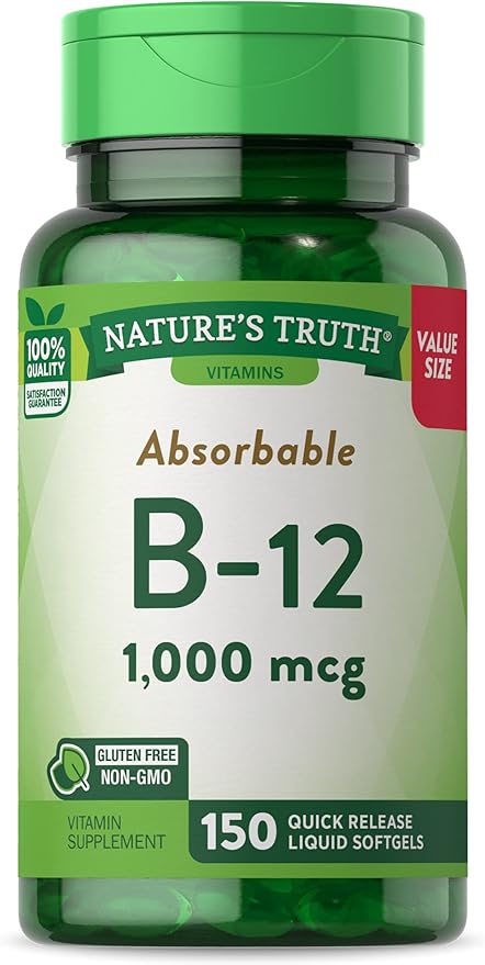Nature's Truth Vitamin B12 | 1000 mcg | 150 Softgels | Non-GMO & Gluten Free Supplement