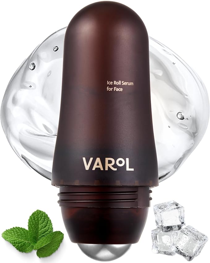 Ice Roll Serum | Cooling Face Roller with Serum for Depuffing, Under Eye Bag, Hydrating, Firming & Reduce Wrinkles with Bakuchiol & Collagen | Korean Skin Care & Gua Sha Facial Tool | 1.69 Fl Oz