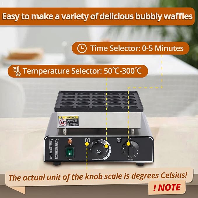 25Pcs Mini Dutch Pancake Maker, Commercial Electric Nonstick Pancake Maker Machine With 1.8" and 50-300℃ Separate Control, Diameter Mini Muffin Maker for Snacks, Desserts