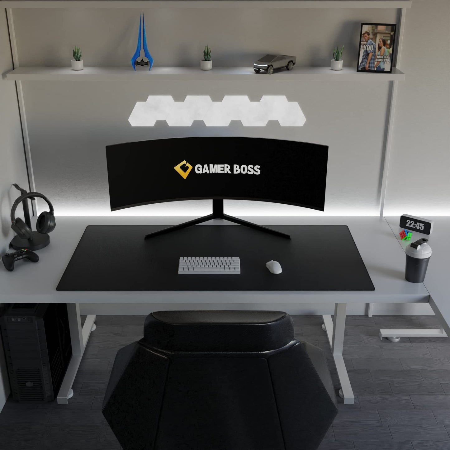 Gamer Boss - Gaming Mouse Pad - 60 x 30 Inches - 4mm Thick with Stitched Edges, Non-Slip Rubber Base, Premium Cloth Mousepad, Desk Mat for Laptop, Keyboard, Computer & PC (Giga, Black)