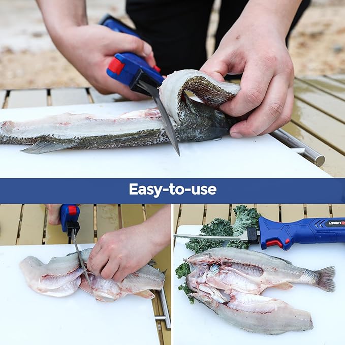 Electric Fillet Knife Cordless Rechargeable for Fishing, with Stainless Steel Blades, 12V High Torque Motor, 2.0Ah Battery, 12" Boning Tool, Includes Charger, Ideal for Filleting & Outdoor Use