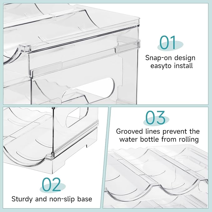 [Large Compartment] Water Bottle Organizer for Stanley 40 oz, 4 Pack Stackable Water Bottle Organizer, Clear Water Bottle Holder for Tumbler Travel Mug Cup, Kitchen Pantry Organization and Storage