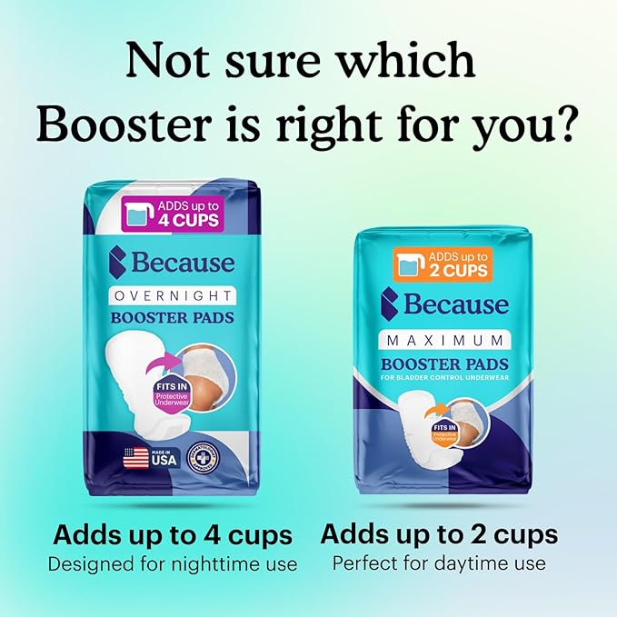 Because Overnight Booster Pads Fit All Adult Diapers, Helps Keep Your Adult Diaper Active All Night, Adds 4 Cups to Incontinence Underwear, Extra Absorbency, 88 Count