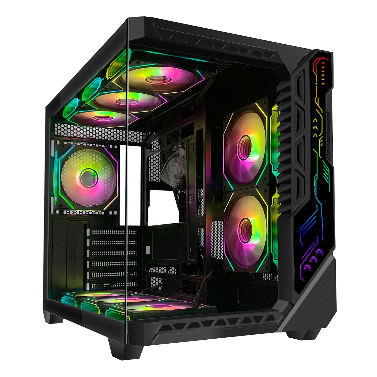 Pc Gaming Case With 9Pcs Argb Fans,Atx Mid-Tower Control Remote,Gaming Atx Case 360Mm Radiator Support,Pc Case Tempered Glass Fr