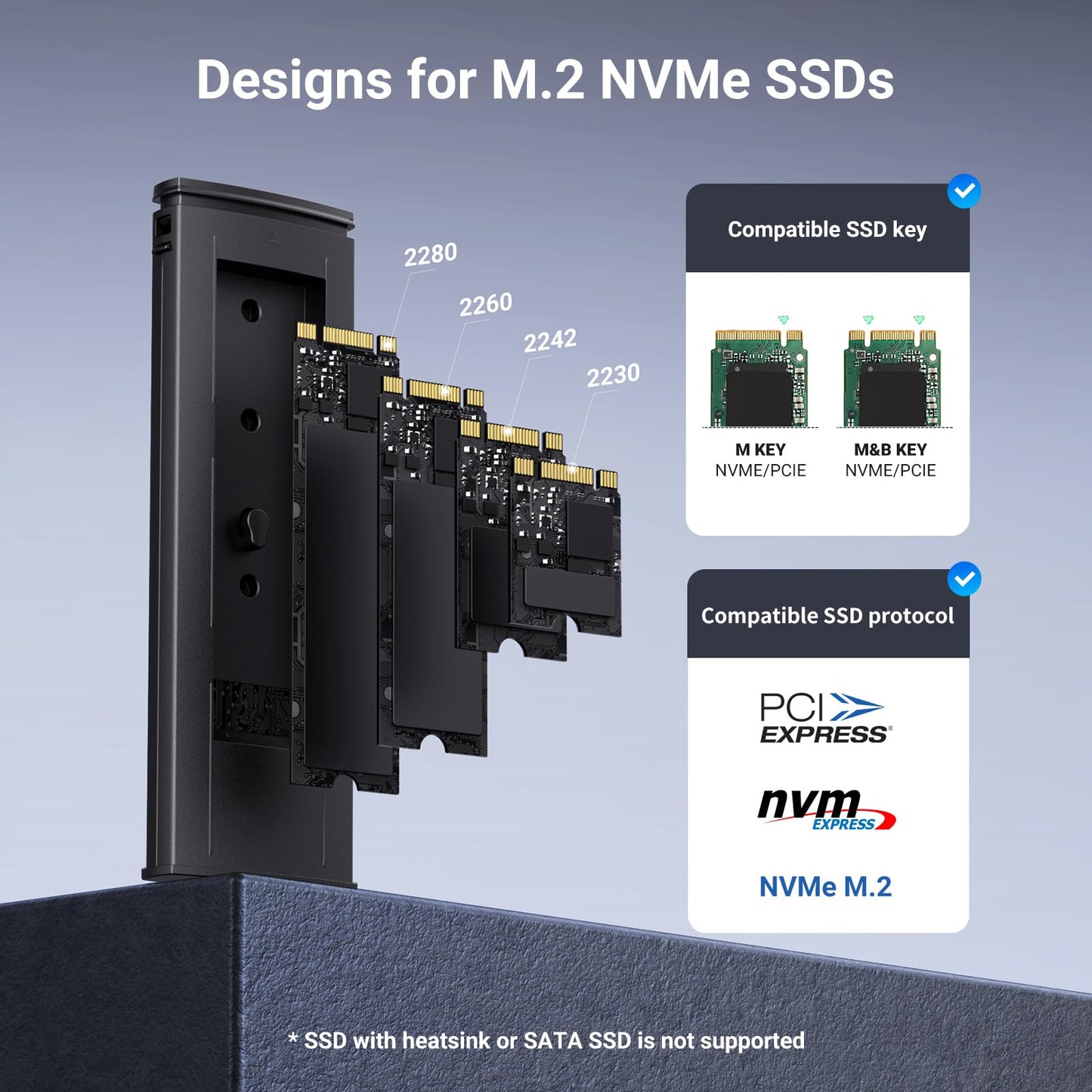 Ugreen Ssd Enclosure, Tool-Free Usb C External, 10Gbps M.2 Nvme To Usb Adapter/Reader Supports M And B&M Keys And Size 2230/2242