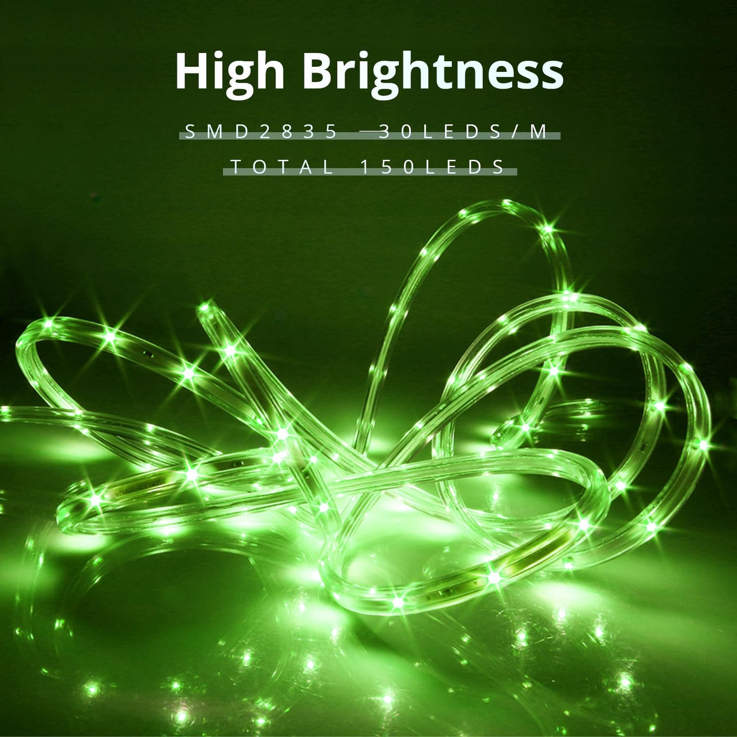 Areful Led Rope Lights - 16.4Ft Green Flexible Strip Light, Waterproof, Connectable For Home, Christmas, Garden, Party Decoration