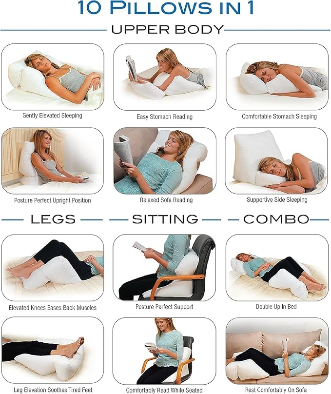 Contour Products, Flip Pillow w. White Case, Standard Size (20 inch Width)