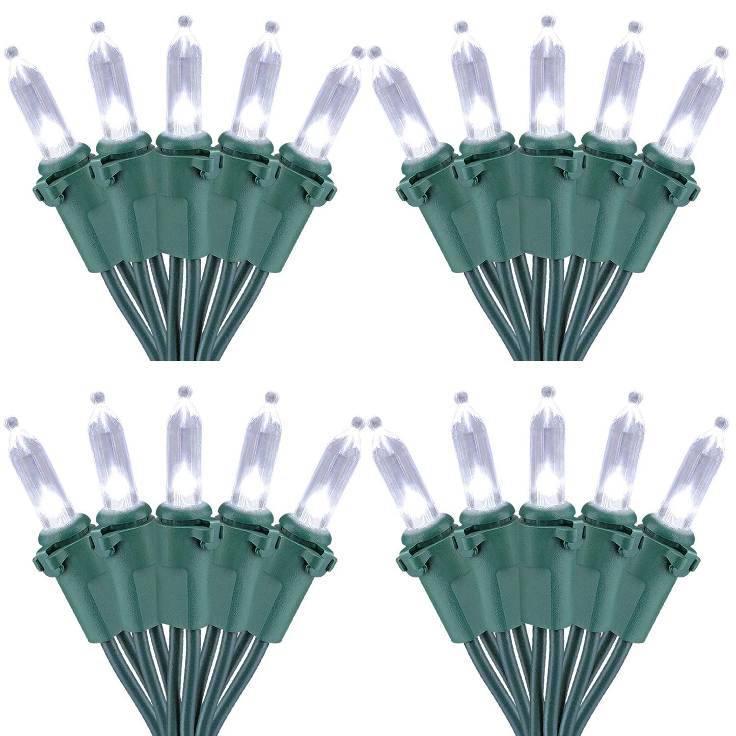 Brizled LED Christmas Lights 4 Pack, 100 LED Mini String Lights, 33ft, Cool White, UL Certified for Indoor/Outdoor Use