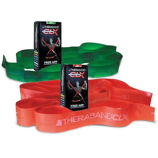 THERABAND CLX Resistance Band with Loops, 2 Pack Fitness Band for Home Exercise and Workouts, Portable Workout, Functional...