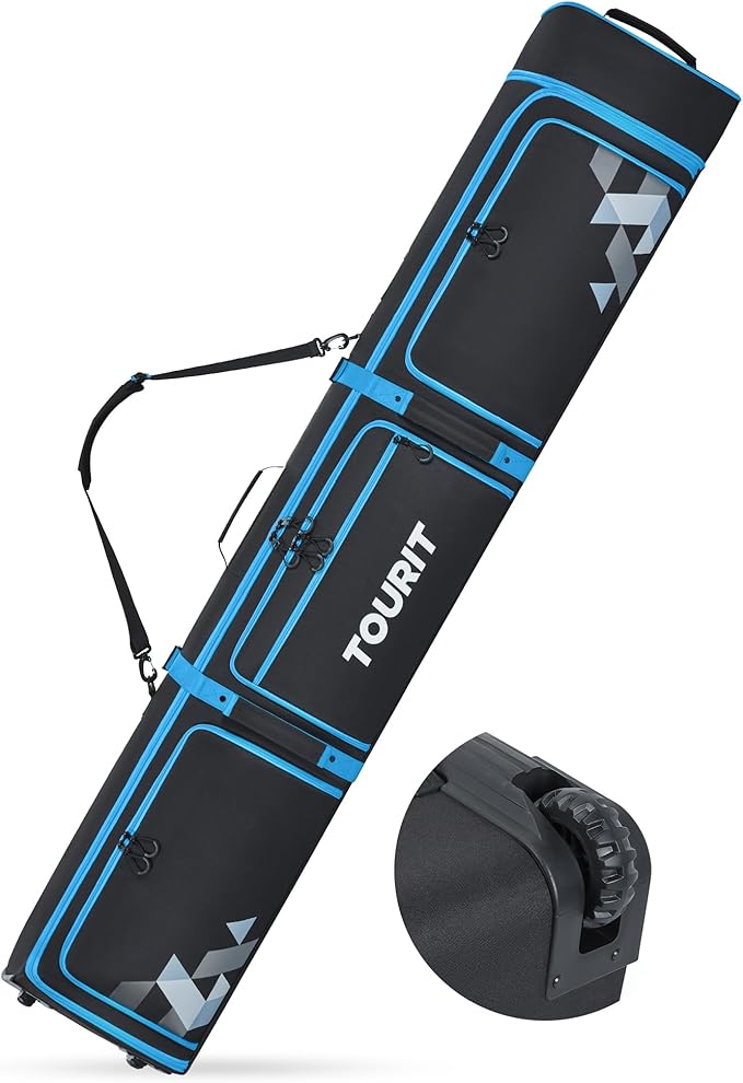TOURIT Rolling Ski Bag and Ski Boot Bag Combo - Fully Padded Snowboard Bag with Wheels for Air Travel, Wheeled Ski Bag Hol...