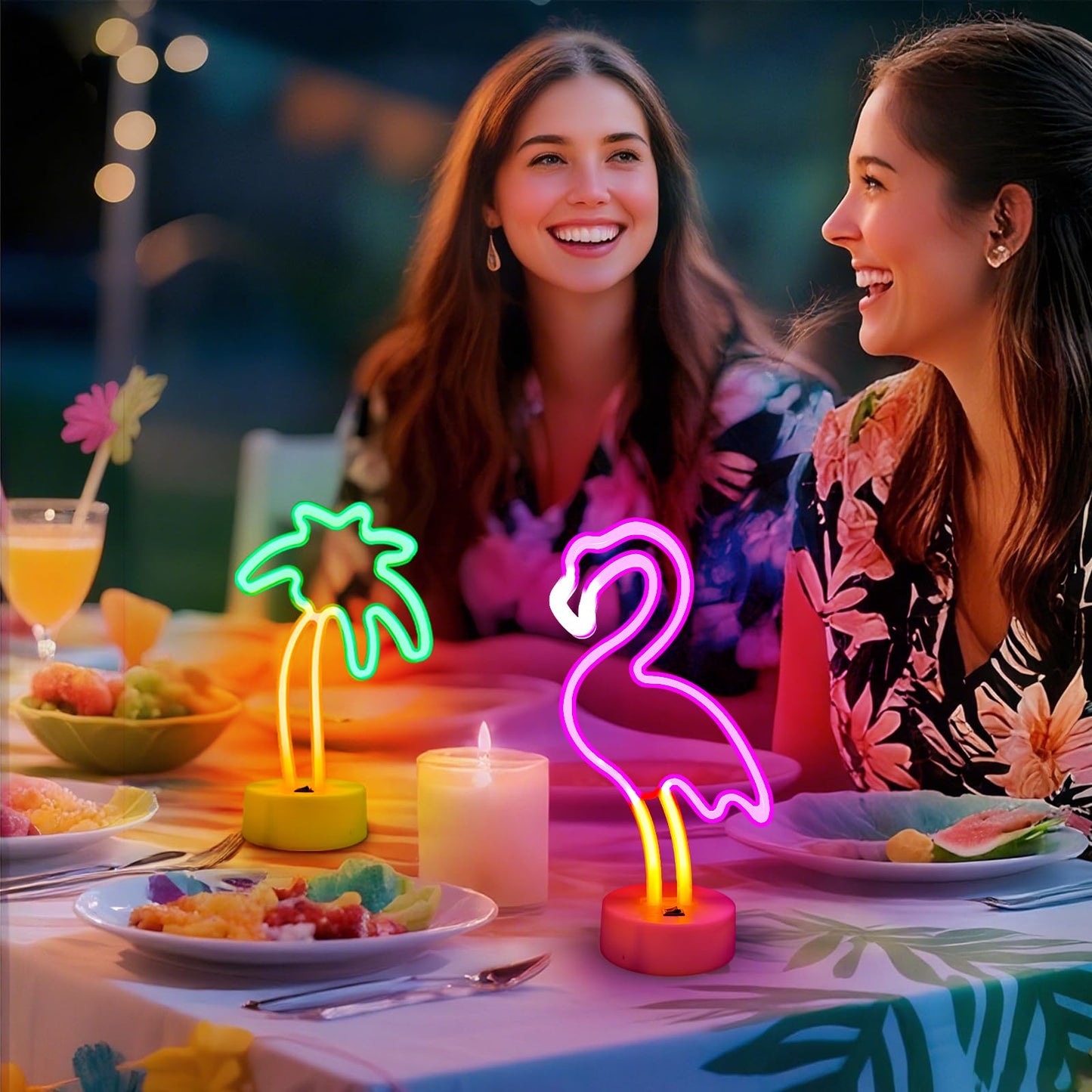 Ursamajor 2 Pack Neon Signs  Pink Flamingo & Neon Palm Tree  Usb/Battery Powered  Energy Efficient  Decor Lights For Girls Bedroom  Party  Dining Tables  Office Desk  Valentine Gifts