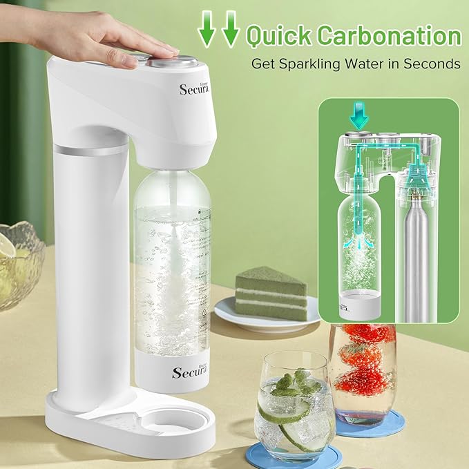 Soda Streaming Machine Soda Maker, Sparkling Water and Carbonated Water Machine, Compatible with 60l Co2 Cylinders (Not Included)