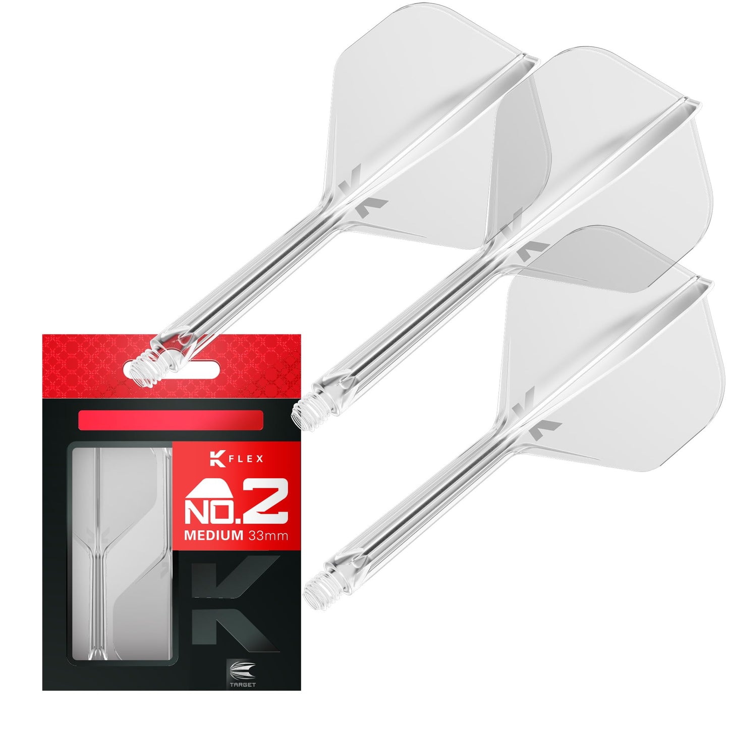 Target Darts K Flex Integrated Dart Flights And Shafts  No.2 Clear (Medium) | Pack Of 3 K-Flex - No2  Kflex All In One Moulded Dart Flight & Stem | Professional Dart Accessories