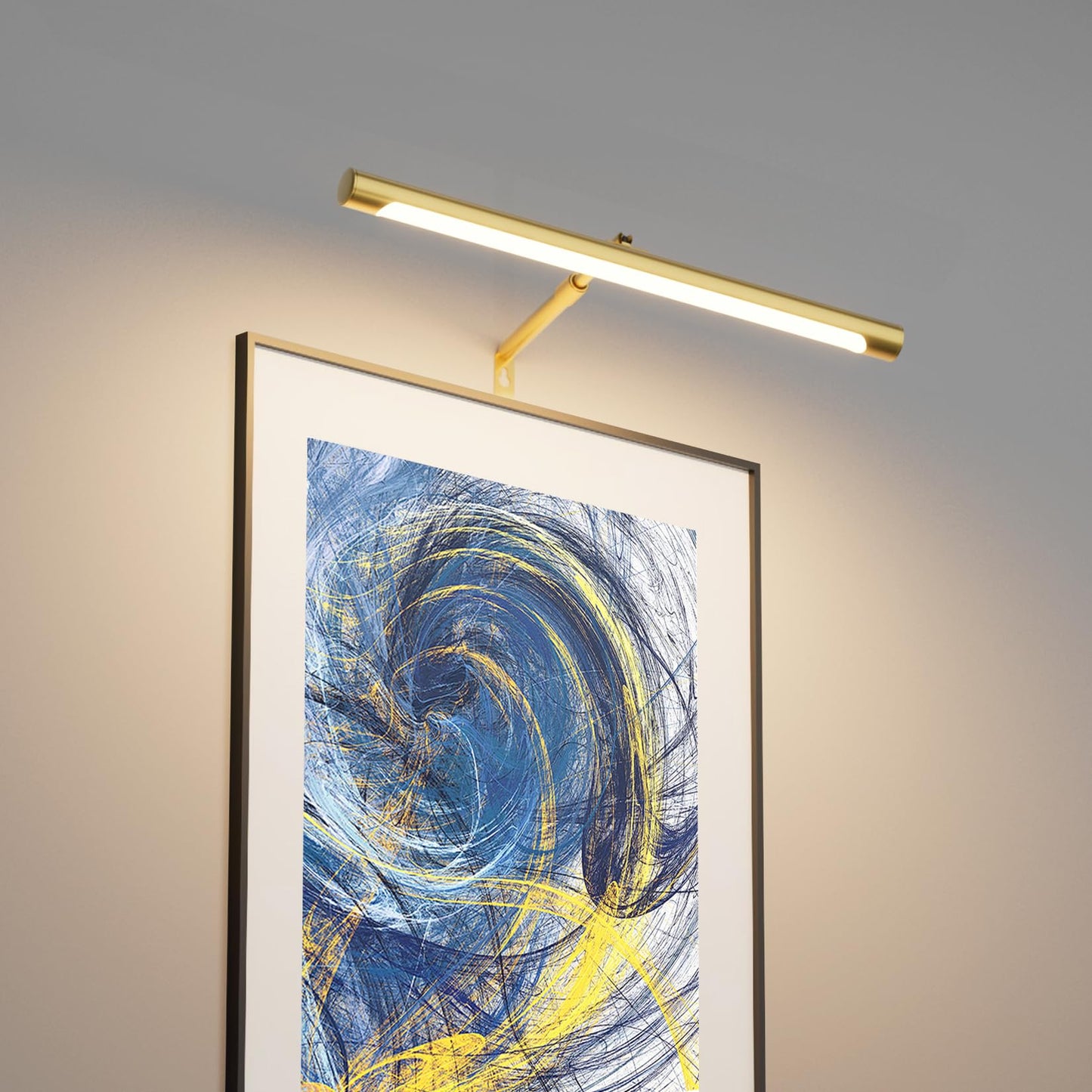 Coinmit Picture Lights for Paintings Plug in, 16" Adjustable LED Gold Picture Light Art Light, Remote Control Gallery Painting Wall Light for Picture Display Dartboard Art Work (Gold)