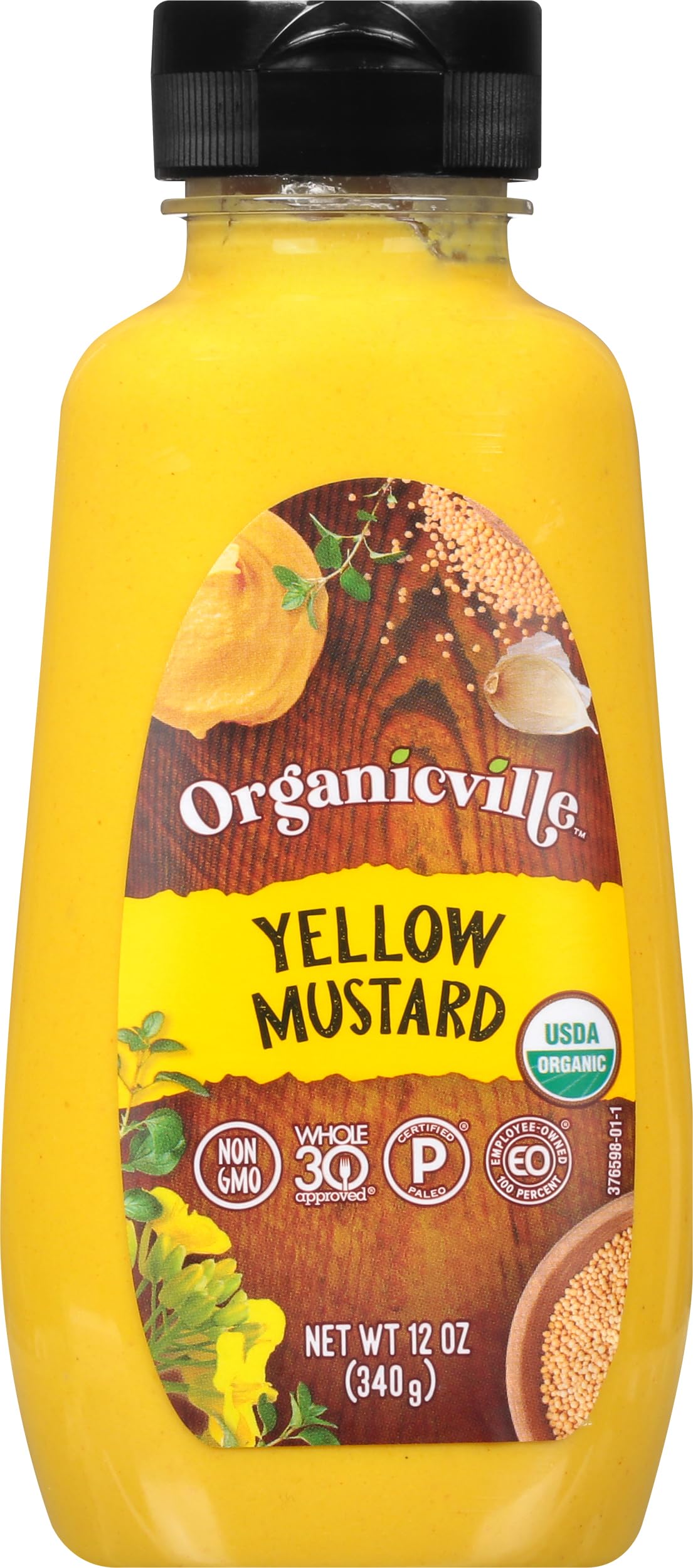 Organicville Yellow Mustard - Mustard Yellow Organic, Yellow Mustard, Vegan, Gluten Free, USDA Organic, Non-GMO, Paleo, Whole 30
