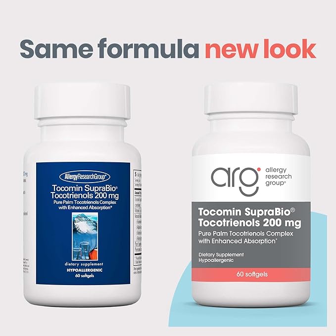 Allergy Research Group Tocomin SupraBio Tocotrienols 200 mg Supplement - Vitamin E, Palm Tocotrienol Complex, Delta Tocotrienols, Softgels - 60 Count