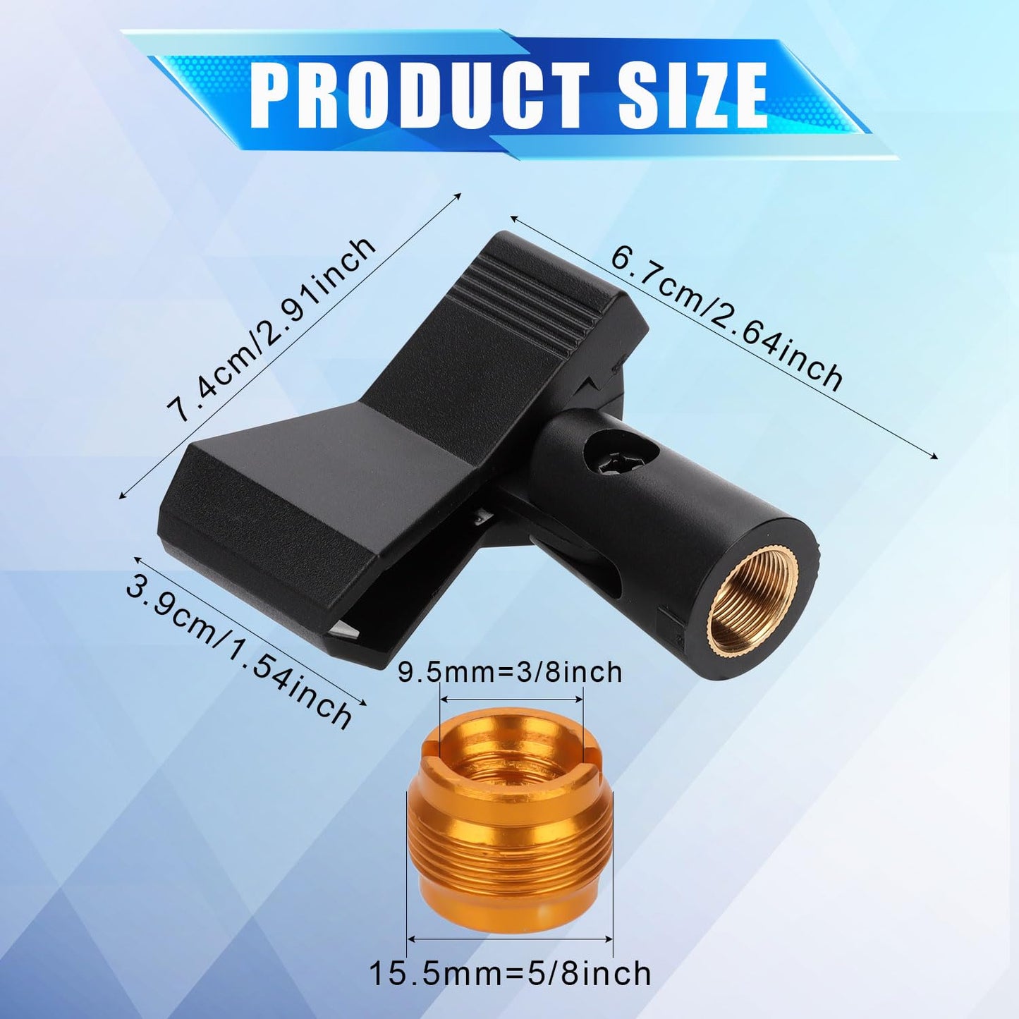4Pcs Universal Mic Clips For Stands, Microphone Clip Holder With 4Pcs 5/8 Male To 3/8 Female Screw Adapters Adjustable Mic Holde