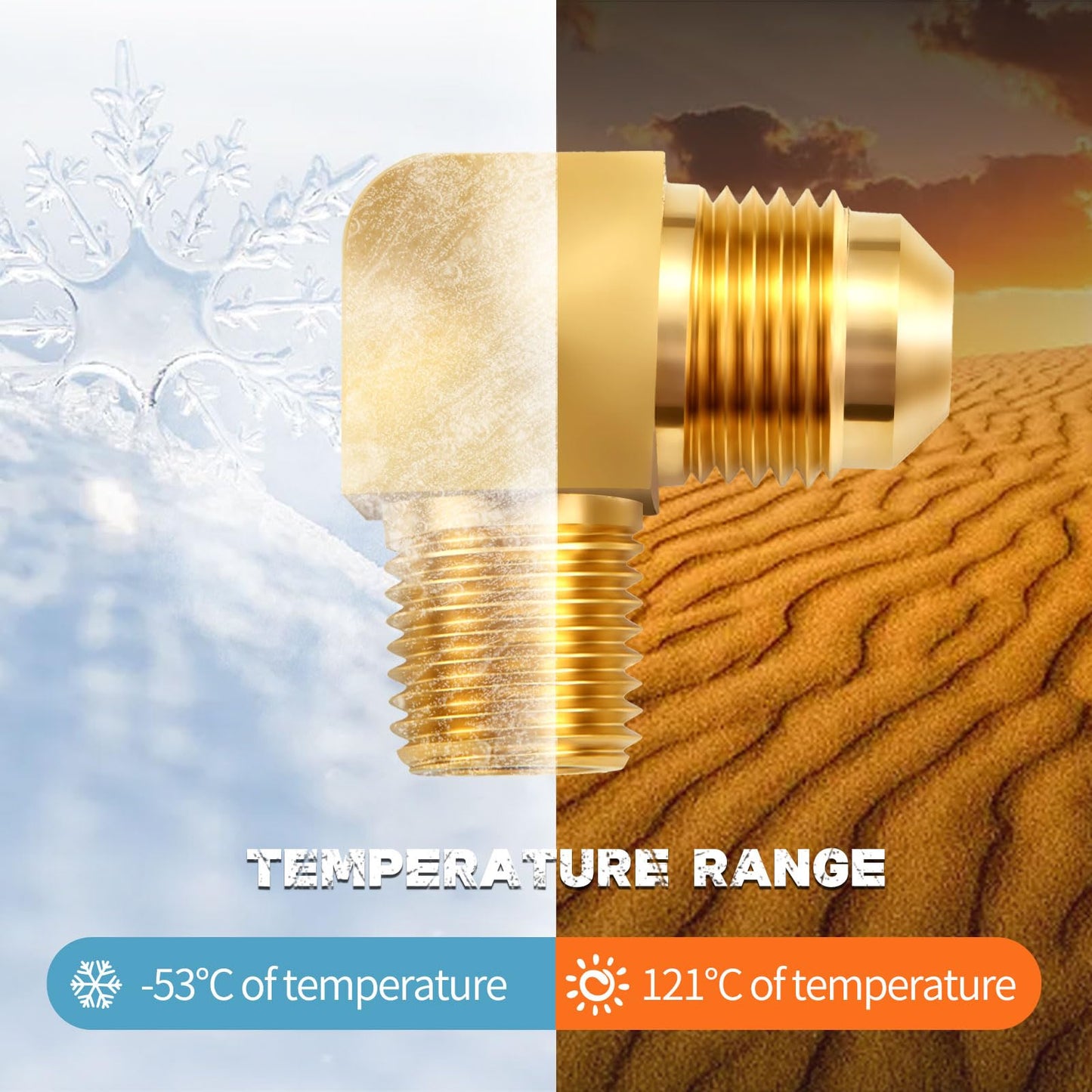Litorange 2 PCS Heavy Duty Metals Brass Tube Fitting 90 Degree Elbow Adapter 3/8" Flare x 3/8" Male NPT Pipe