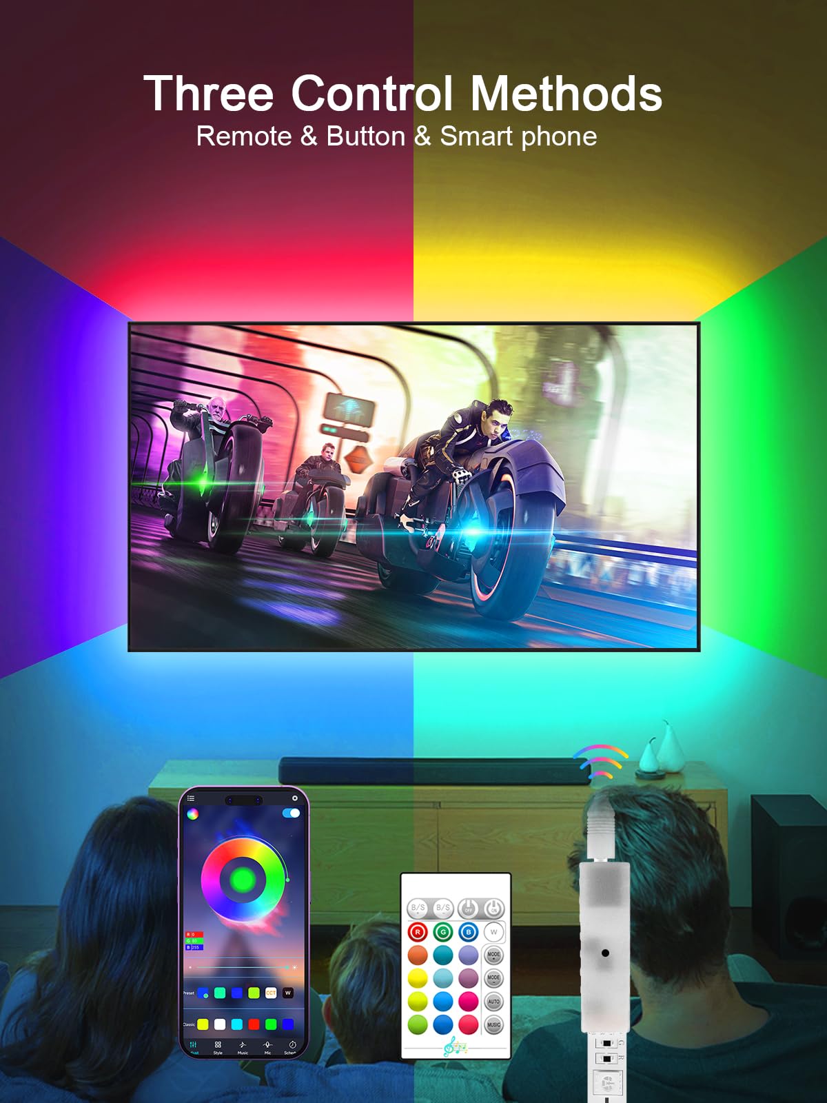 Kantutoe Led Backlight Strip For 32-45 Tvs, 9.84Ft Rgb Lights With Remote & Music Sync, Usb Powered, Multicolor Ssg-104