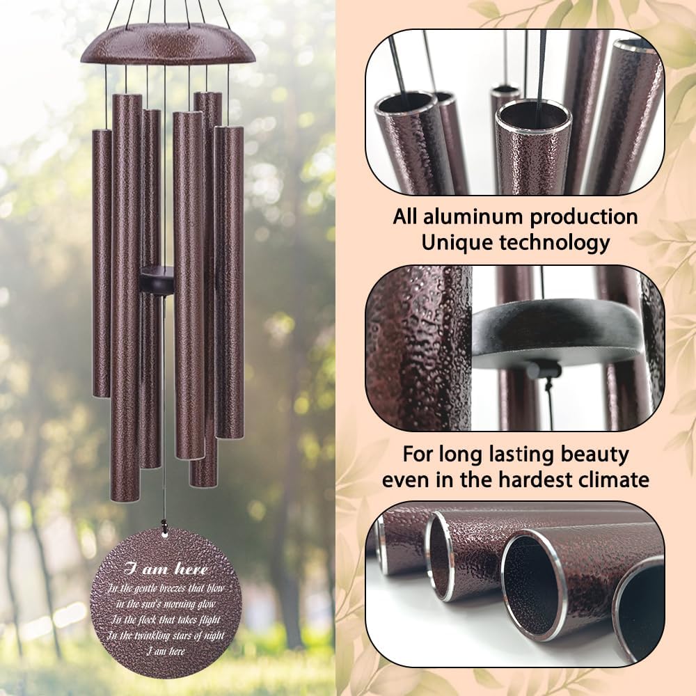 Personalized Sympathy Wind Chimes, Personalized Wind Chimes for Loss of Loved One, Commemorative Sympathy Gifts for Funerals, in Memory of Dad/Mom/Husband/Wife, Ship from US
