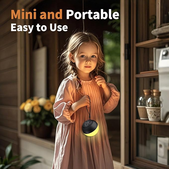 Portable Small Sound Machine Baby Night Light White Noise Machine with 12 Color Night Lights 30 Soothing Sounds Auto-Off Timer Adjustable Brightness for Baby Kids Adult & Home Office and Travel