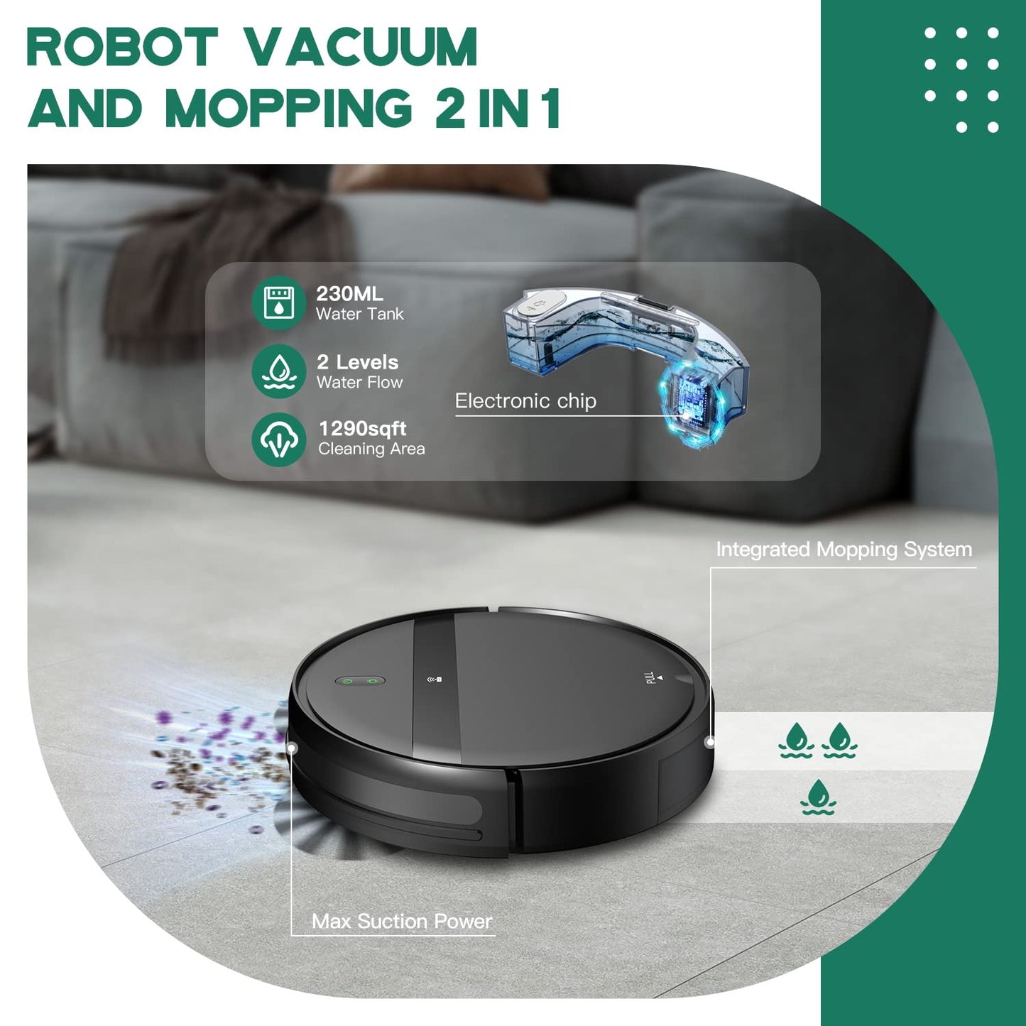 Kilgone G20 Robot Vacuum and Mop Combo - Smart 3D Avoidance, Powerful Suction, Hands-Free Cleaning, Black + Blue