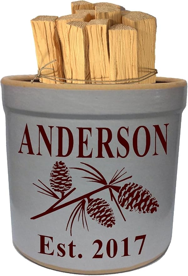 3 Gallon Personalized Stoneware Crock - Pinecone